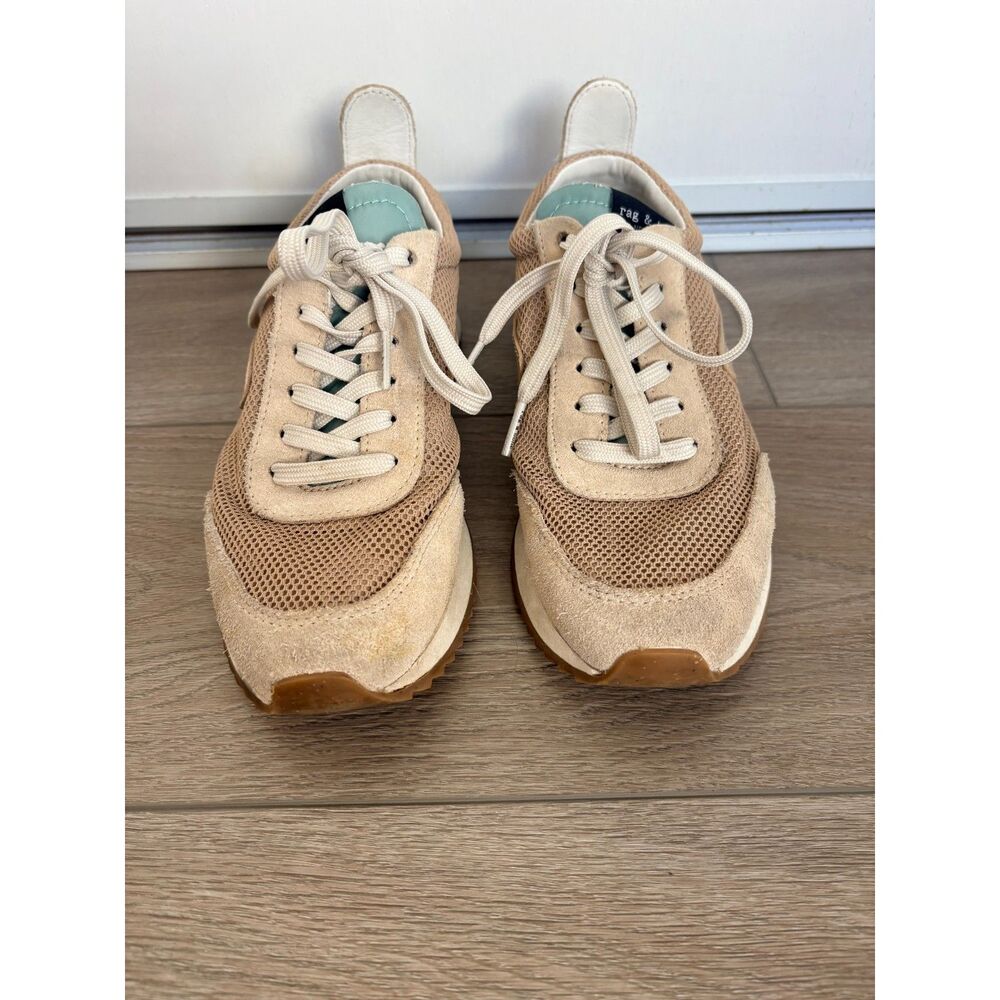 rag & bone Retro Runner Womens 37 US 7 Light Sand Mesh Suede Sneakers Gum Sole